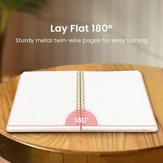 Taja Dotted Spiral Journal Notebook for Women & Men, 140 Pages, Dotted Notebook for Journaling & Note Taking, Journals for Writing, A5(5.7" x 7.9") – Pink