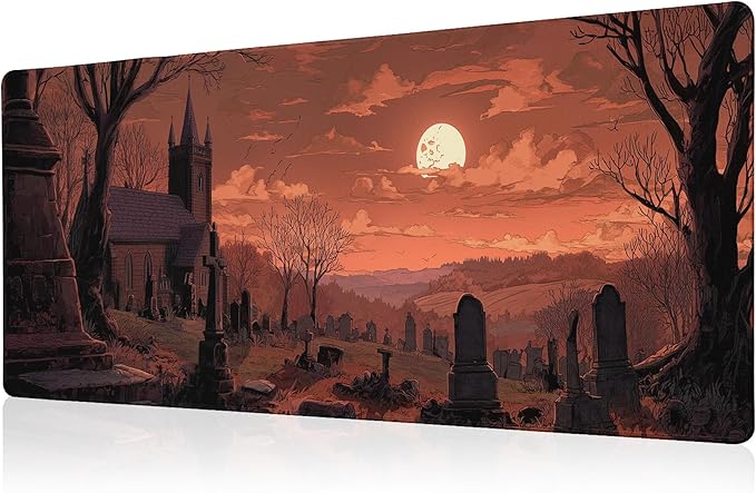 Dark Fantasy Castle XL Extended Large Gaming Desk Pad Mousepad, Castle Computer Laptop Keyboard and Mouse Mat, Office Desk Decor Mousepad Deskmat with Stitched Edges Mat