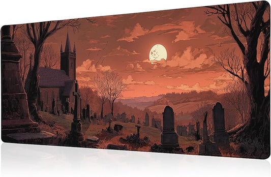 Dark Fantasy Castle XL Extended Large Gaming Desk Pad Mousepad, Castle Computer Laptop Keyboard and Mouse Mat, Office Desk Decor Mousepad Deskmat with Stitched Edges Mat