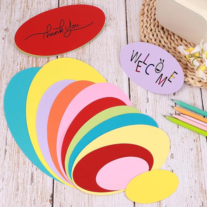 MECCANIXITY 30pcs Oval Card Stock 5 Inch 50lb/180gsm Thick Cutouts Coaster Paper for Craft Bulletin Board Decor, Light Green
