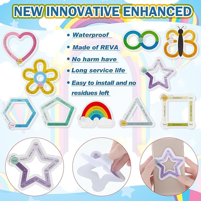 Crtiin 80 Pcs Anxiety Sensory Stickers with Inspirational Quotes Calm Textured Strips Relief Mental Health Stickers Office Adhesive Sensory Tape Anti Stress Toys for Adults(Lovely)