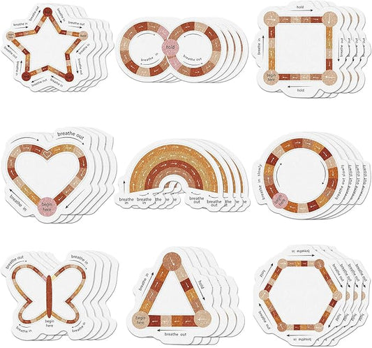 36 Pcs Anxiety Sensory Stickers Strips Adhesive Textured Mental Health Calm Stickers Mindfulness Fidget Decals Stress Anxiety Relief Items for Therapy Office Desk(Boho Breathe Style)