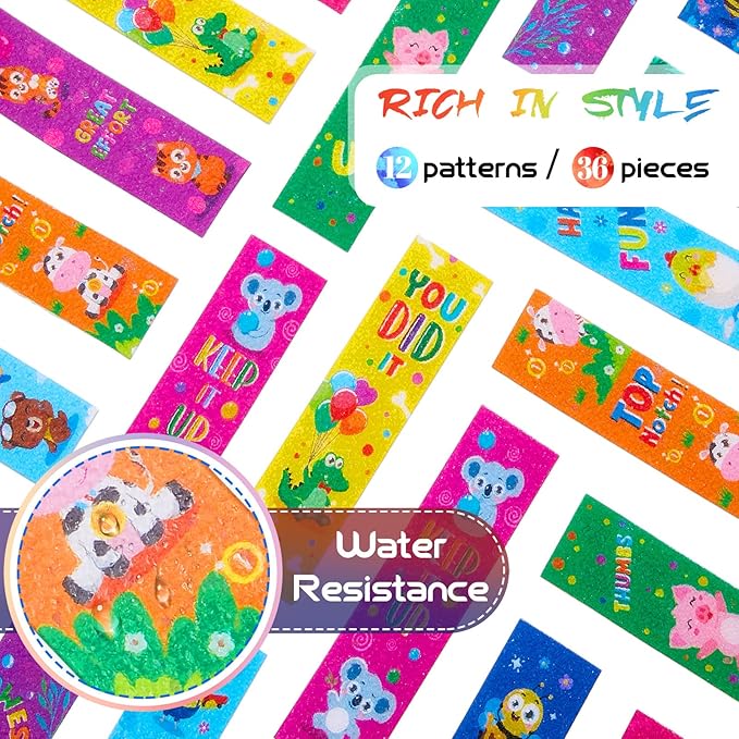 36 Pcs Anxiety Sensory Stickers Strips Adhesive Textured Mental Health Calm Stickers Mindfulness Fidget Decals Stress Anxiety Relief Items for Therapy Office Desk(Animal Style)