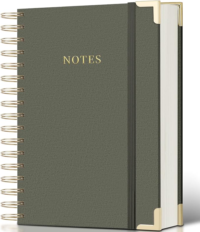 Spiral Notebook Journal, 328 Pages Linen Hardcover College Ruled Notebook, Lined Thick Journals for Women Men, A4 Thick Spiral Journal for Writing, 100GSM Paper, Cute Notebooks for Work School