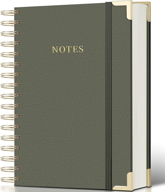 Spiral Notebook Journal, 328 Pages Linen Hardcover College Ruled Notebook, Lined Thick Journals for Women Men, A4 Thick Spiral Journal for Writing, 100GSM Paper, Cute Notebooks for Work School