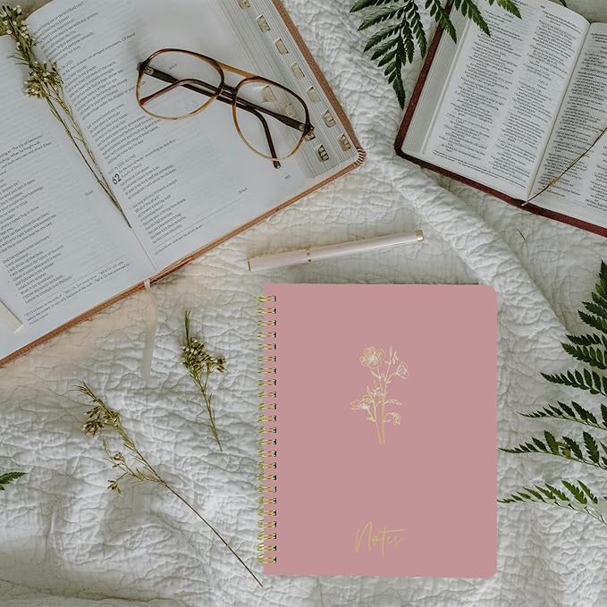 Spiral Journal Notebook for Women, A5 Aesthetic Notebook, 8"X6" college-ruled writing journal, cute notebook suitable for work notebooks, school notebooks and bible journal(pink)
