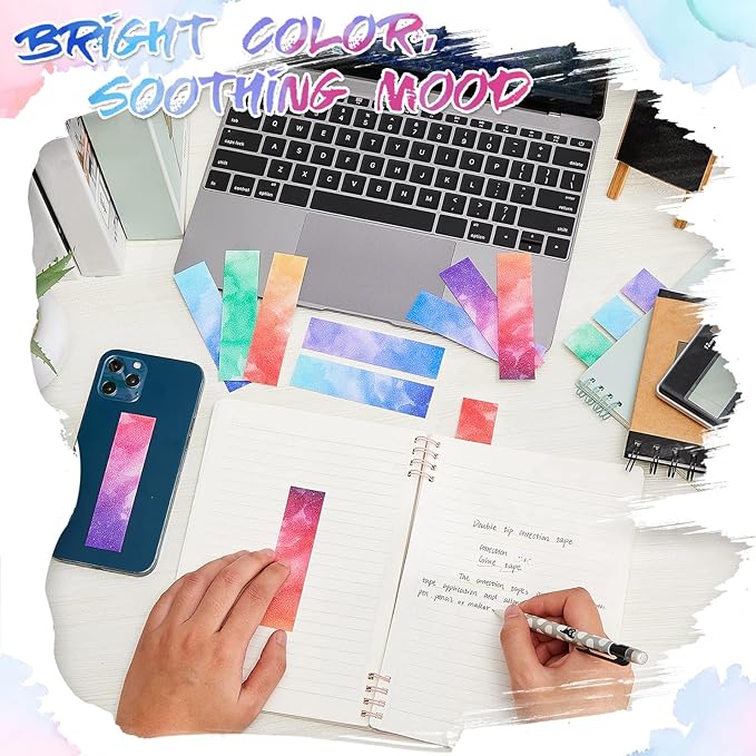 36 Pcs Anxiety Sensory Stickers Strips Adhesive Textured Mental Health Calm Stickers Mindfulness Fidget Decals Stress Anxiety Relief Items for Therapy Office Desk(Watercolor Style)