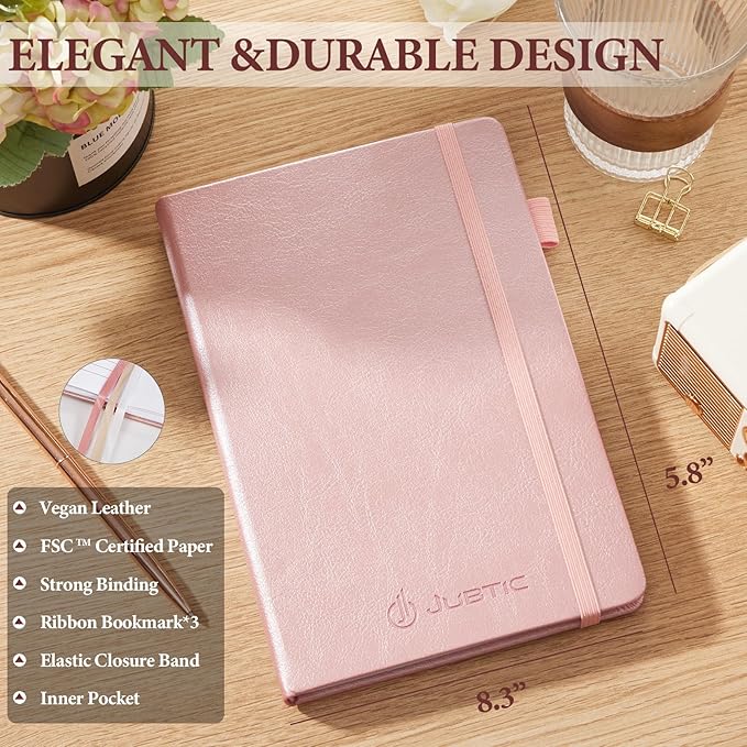 JUBTIC Mood Tracker Journal, Mental Health Journal for Women, 100-Day Self Care & Anxiety Journal with Wellness Tracker and Monthly Reflection, ADHD Planner to Practice Positive Thinking, Rose Gold