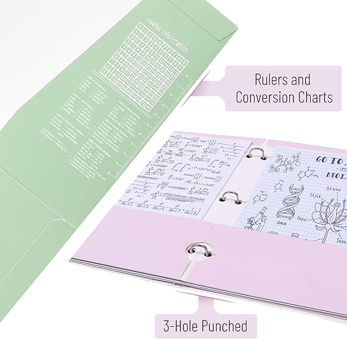 Mr. Pen- Pocket Folders, 4 Pocket, 8 Pack, Pastel Colors, Folders with Pockets 3 Hole Punched, Folder, Binder Folder
