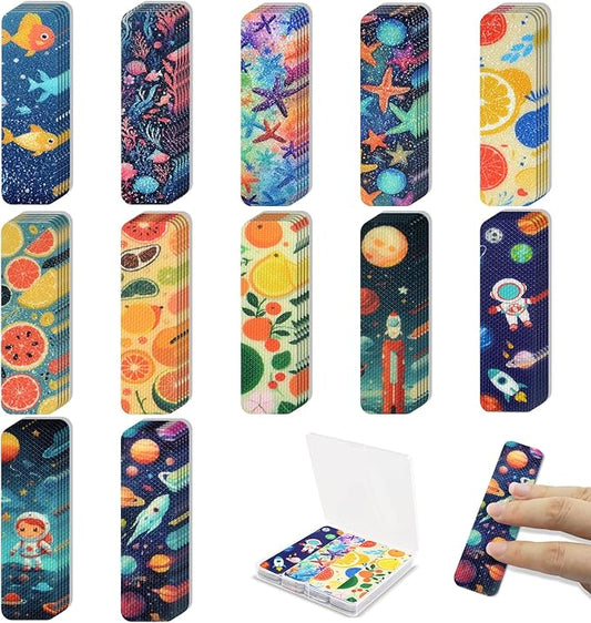 48 Pieces Anxiety Sensory Stickers with Storage Box - Calming Stickers with 2 Textured Sticker for Adults & Teens Desk Fidget - Sensory Strips - Teacher Must Haves (Cartoon)