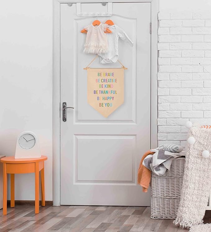 Be Brave Be Creative Be Kind Be Thankful Be Happy Be You - Canvas Hanging Flag Banner Wall Sign Decor Gift for Baby Kids Girl Boy Nursery Teen Room Front Door