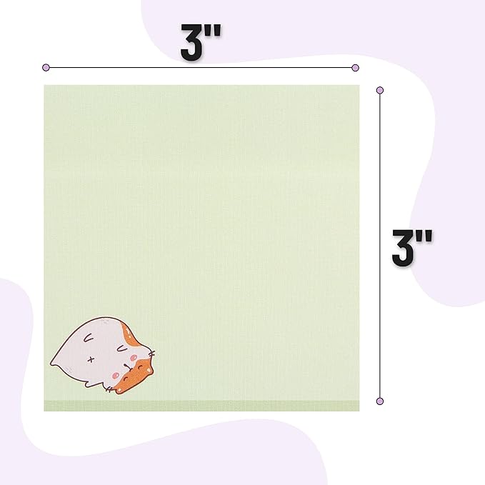 Mr. Pen- Sticky Notes, 3”x3”, 8 Pads, 400 Sheets, Tiny Hamster Sticky Notes