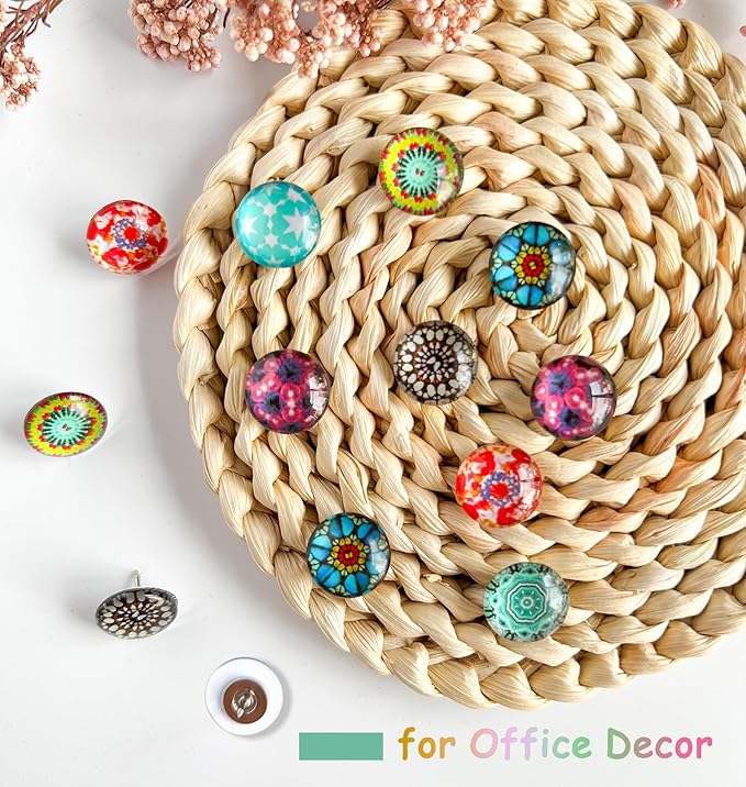 Push Pins, Thumb Tacks for Bulletin Board, Glass Decorative Pins and Tacks, Cork Board Thumbtacks, Cute Thumbtack for Office Decor,Class Decor,Cubicle Accessories and Home Decor