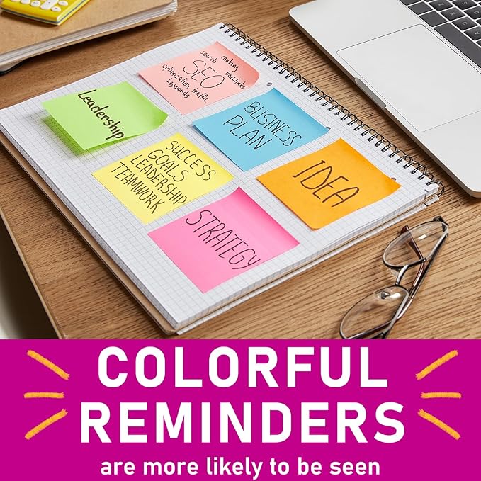 48 Pack Pop Up Sticky Notes 3x3, 8 Bright Colors Accordion Sticky Notes Bulk, Self Sticky Notes Pads for School, Office Supplies, Desk Accessories, Multicolor