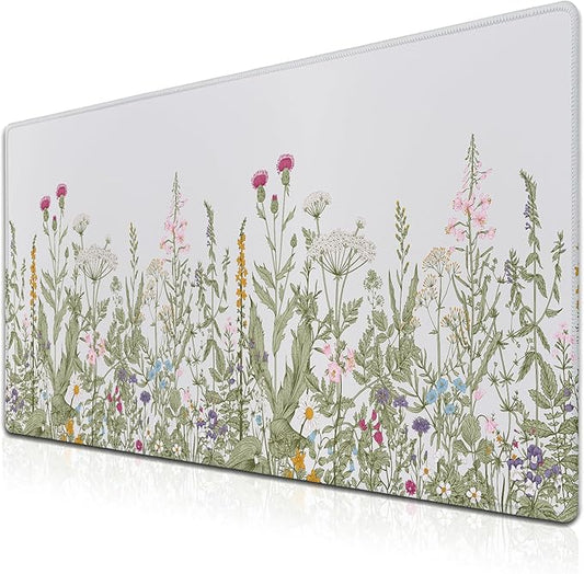 Large Mouse Pad Wildflower Desk Mats Office Mouse Pads Keyboard Mousepads Oversized Mouse Pad Non-Slip Rubber Base Waterproof with Stitched Edges 35.4 X 15.7 for Game Office,