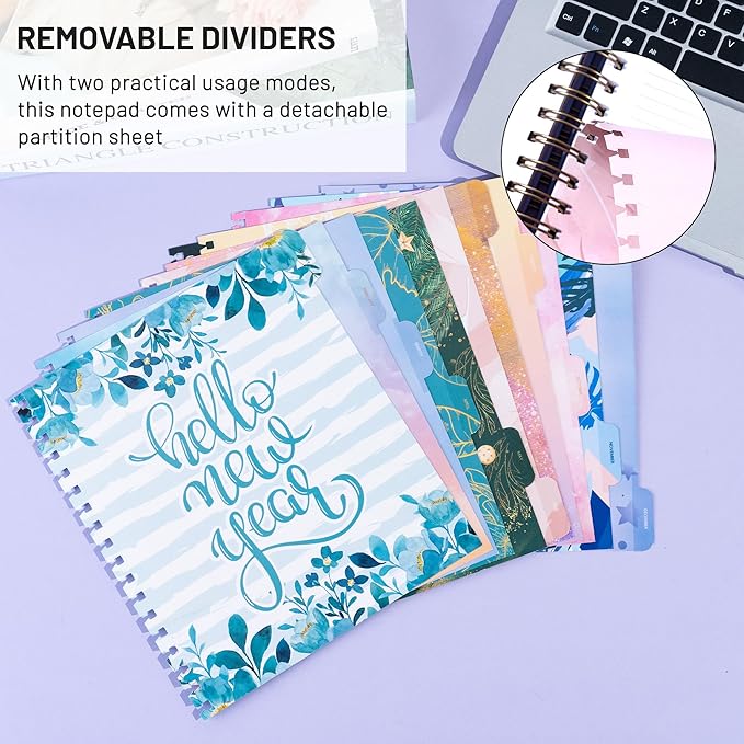 FLYING EAGLE Undated Work Planner Aesthetic Meeting Notebook for Work, Meeting Notes with Dividers Perfect Square Notebook for Women, Violet