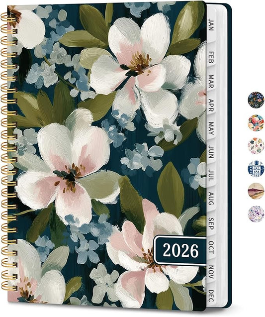 2026 Planner, Weekly and Monthly Planner for Women, Jan 2026 - Dec 2026 Pretty 2026 Calendar Planner with Monthly Tabs, Inner Pocket, Spiral Binding, Perfect for Office Home School - 8.5" x 11", Bloom Whisper
