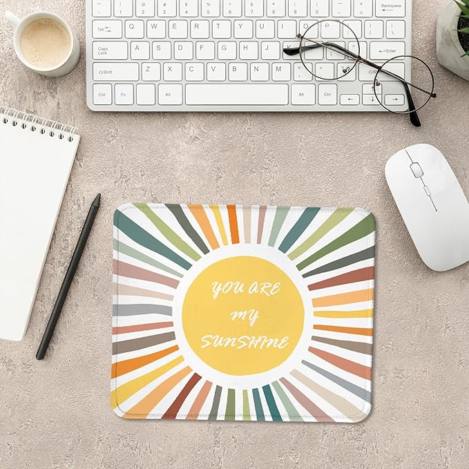 Boho Colorful Sun You are My Sunshine Mouse Pad Gifts,Mouse Pads Mousepad for Desk Home Office Dorm Computers Laptop, Boho Office Supplies Desk Accessories, 9.5x7.9 Inch