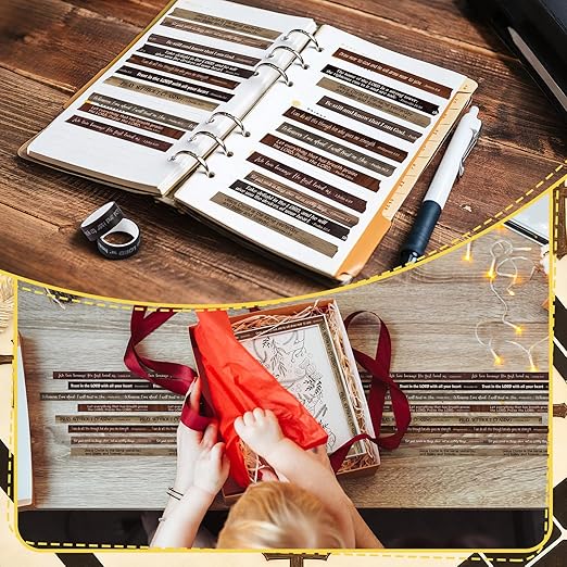 Janlaugh 24 Rolls Christian Washi Tape Gifts Bulk Religious Inspirational Scripture Supplies Bible Verse Tape for Bible Study Journaling Crafting Christmas Stocking Stuffers Gift(Wood Grain)