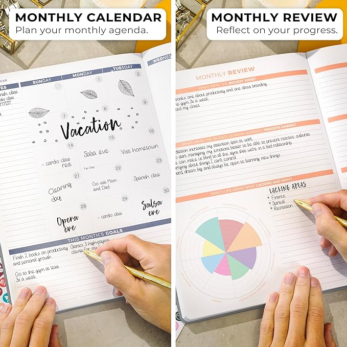 Clever Fox Planner PRO 2nd Edition – Undated Weekly Agenda Planner for Setting Goals, Tasks & Time Management – Life Organizer with To-do Lists & Habit Trackers – Large, 8.5x11″ (Silver Black)