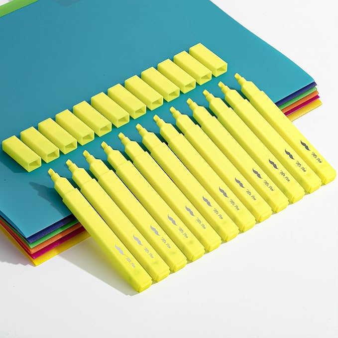 Mr. Pen Aesthetic Highlighters, 12 pcs, Fluorescent Yellow, Chisel Tip, No Bleed Bible Highlighter Pens