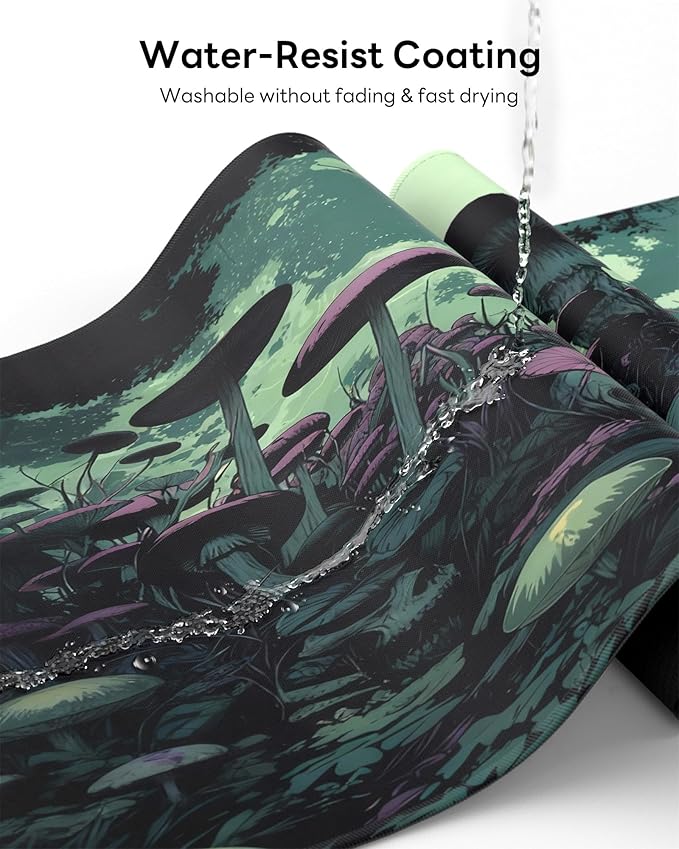 XL Gaming Mouse Pad, 31.5x17.5'' Large Desk Mat with Anti-Slip Rubber Base & Stitched Edges for Gaming, Office, Home - Gloomy Cemetery