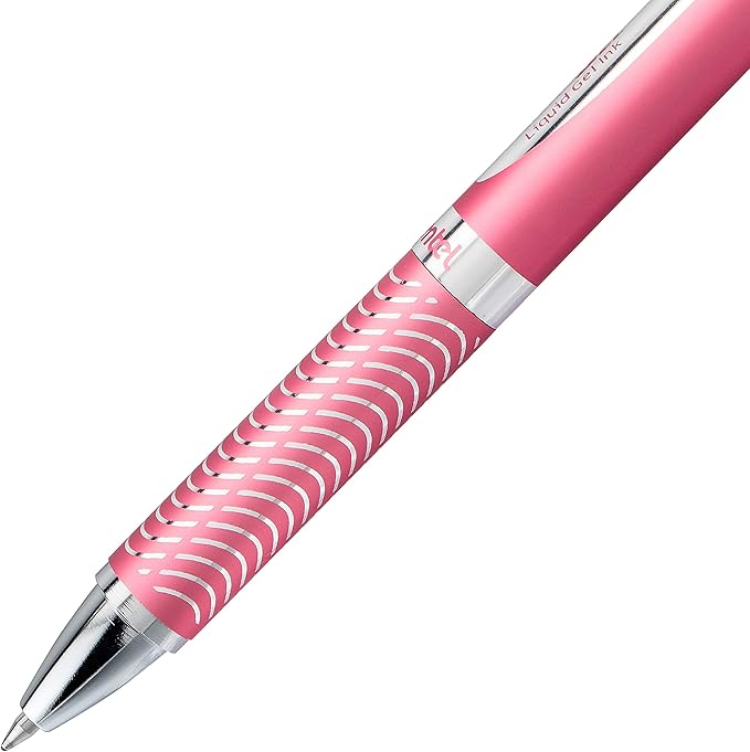 Pentel PINK BCA EnerGel Alloy RT Premium Liquid Gel Pen, (0.7mm), Medium Line, Pink Barrel, Black Ink, 1 Pack (BL407PBPA)