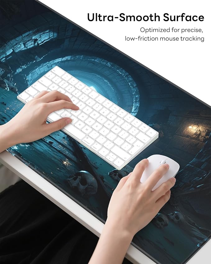 XL Gaming Mouse Pad, 31.5x17.5'' Large Desk Mat with Anti-Slip Rubber Base & Stitched Edges for Gaming, Office, Home - Dark Tunnel
