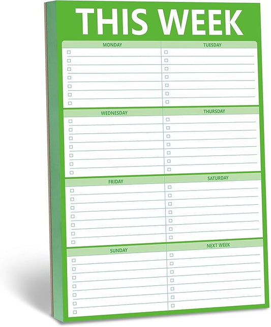 90 Sheets Weekly Planner, Magnetic Checklist Notepad with to Do Lists for Office or School, Grass Green