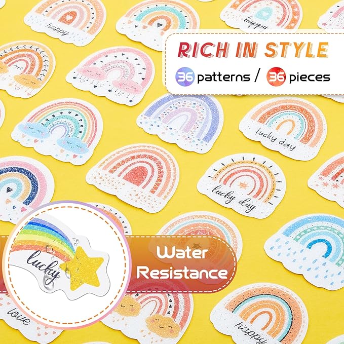 36 Pcs Anxiety Sensory Stickers Strips Adhesive Textured Mental Health Calm Stickers Mindfulness Fidget Decals Stress Anxiety Relief Items for Therapy Office Desk(Boho Style)