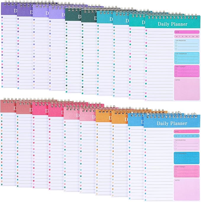 20 Pack Daily To Do List Notepad, Beautiful To Do List Note Pads Set 5" x 8" 30 Sheets Spiral Planner Checklist Notebook Work Notepads for Easy Daily Planning, Office Desk Supplies for Women