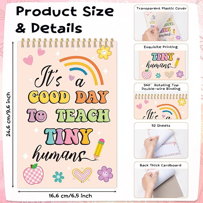 To Do List Pad - Spiral Bound Daily Tear Off Planner Notepad Undated with Checklist, 52 Sheets Vertical Design for Teachers, Office, Students, Appreciation Christmas Gifts (Retro Floral)