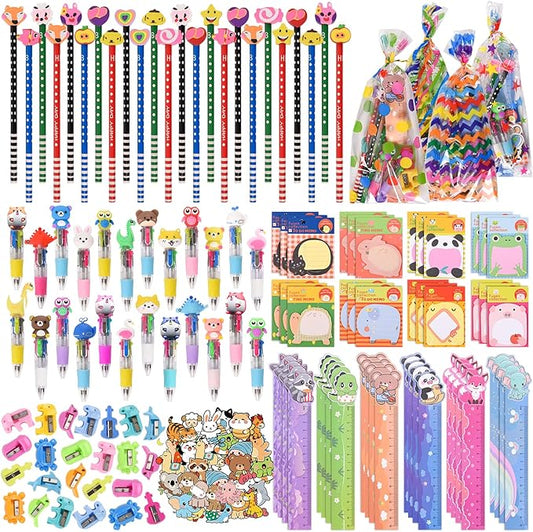 Ulema 24 Pack Cute Cartoon Animal Stationery Set,Birthday Gifts for Boys Girls School Goodie Bags School Classroom Games Rewards.