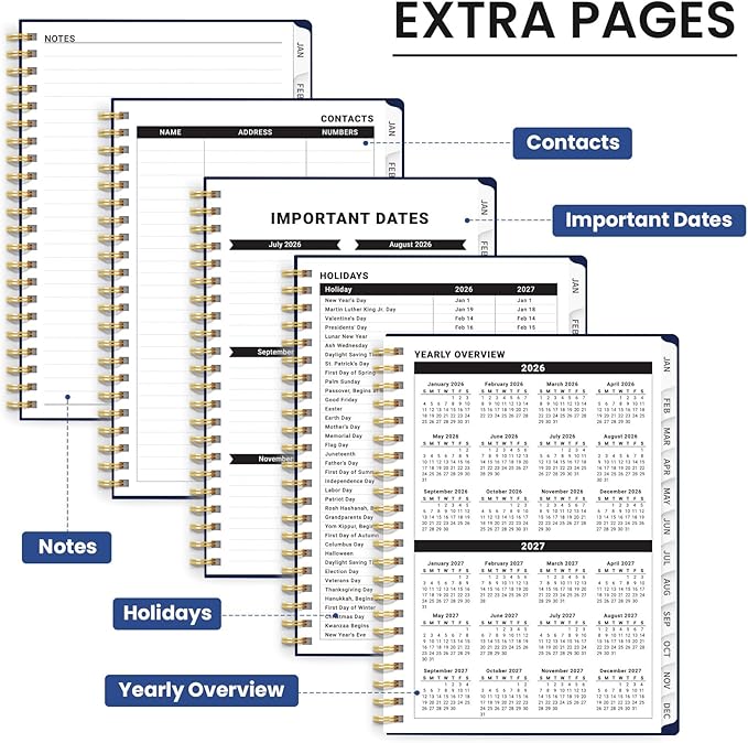 2026 Planner, Weekly and Monthly Planner for Women, Jan 2026 - Dec 2026 Pretty 2026 Calendar Planner with Monthly Tabs, Inner Pocket, Spiral Binding, Perfect for Office Home School - 6.3" x 8.5", Forest Etching
