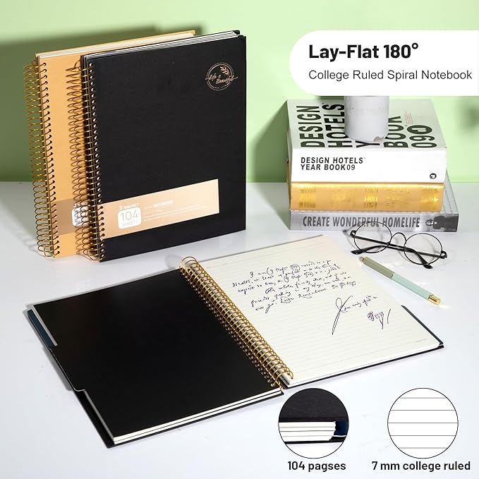 8.5 x 11 Large Spiral Notebook 3 Subject Spiral Notebook Hardcover Spiral Notebook for note taking 120 Sheets College Ruled Journal for School Office Supplies Writing Journal,Black