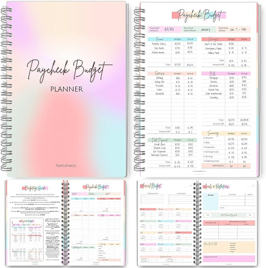Paycheck Budget Planner - Undated Financial Organizer for Weekly, Bi-Weekly, and Monthly Budgeting and Expense Tracking | A5 Rainbow