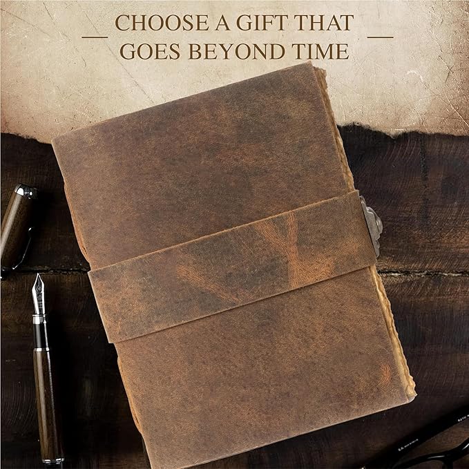 NomadCraftsCo. Vintage Leather Journal with Gift Box - Old Leather Bound Grimoire, Sketchbook, and Notebook - Perfect Leather Journals for Women and Men - Elegant Vintage Book for Writing and Drawing