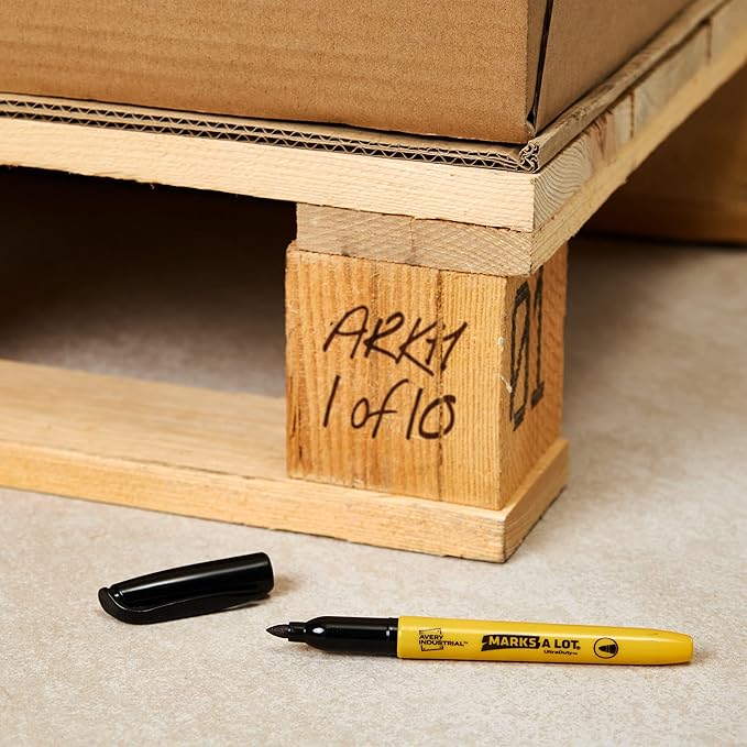 Avery Marks A Lot UltraDuty Permanent Markers, Bullet Tip, Water Resistant, Assorted Colors, 4 Industrial Markers (29848)