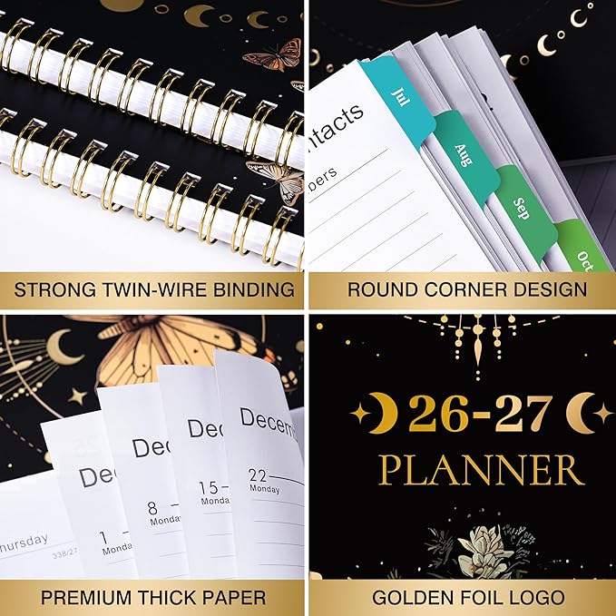 Planner 2026-2027 - Academic Planner, July 2026 - June 2027, 9" x 11", 2026-2027 Planner Weekly and Monthly, Colorful Tabs, Back Pocket, Perfect Daily Organizer - Butterfly