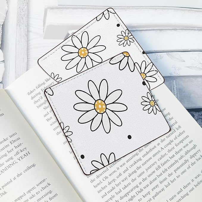 2 Pack Flower Leather Book Corner Bookmark, Durable Handmade Reading Accessories - Gifts for Readers, Women, Men, Teachers, Students 7