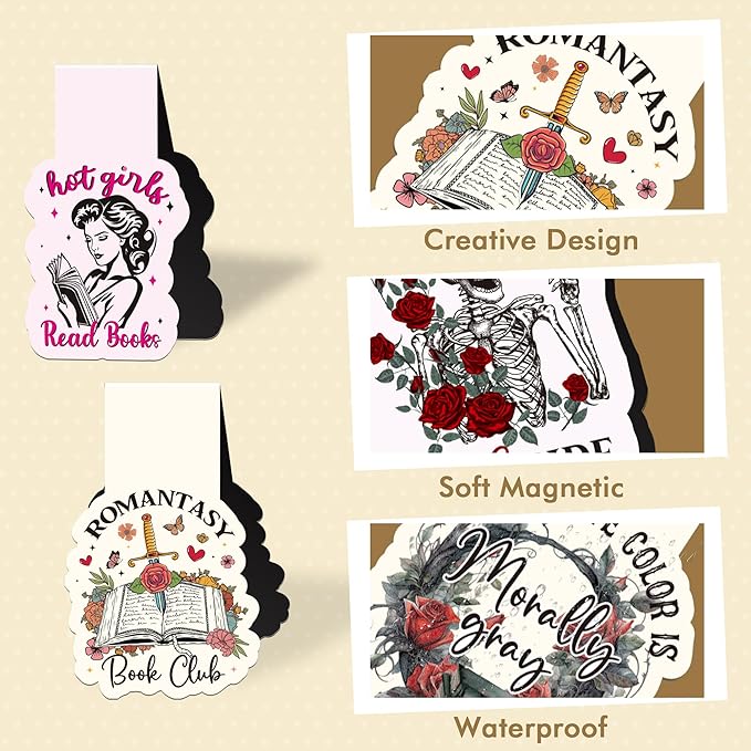 Dark Romance Magnetic Bookmarks, 8 Pcs Gothic Book Lover Gifts for Women, Spicy Magnet Book Mark Clips for Reading, Cute Stationery Gifts for Friends and Book Club Lovers