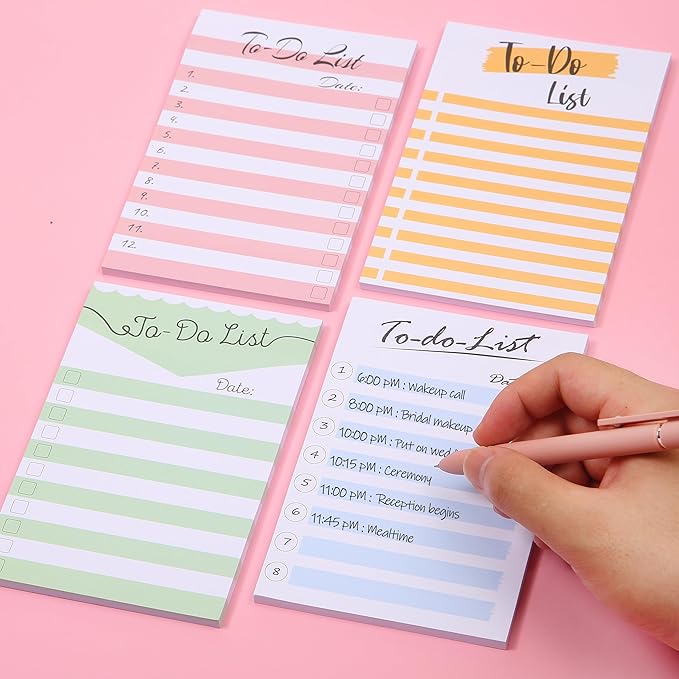 Mr. Pen- to Do List Sticky Notes, 4” x 6”, 4 Pads, 200 Sheets, Self Adhesive Memo Sticky Notes Notepad, Daily to Do Note Pad for Home, Office, School, Planner, Reminder, Supplies