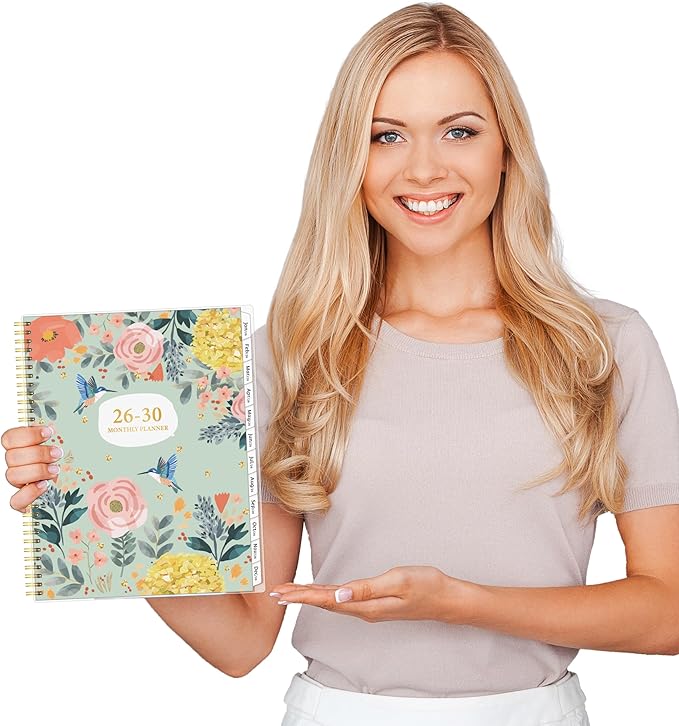 Monthly Planner 2026-2030, 5-Year Calendar Planner 2026-2030, Jan 2026 – Dec 2030, 8.5 x 11 In, Ruled Spread, Flexible Cover, Spiral Wirebound, Pocket, 60 Coated Monthly Tabs, Notes ＆ Habit Tracker, A4 Planner