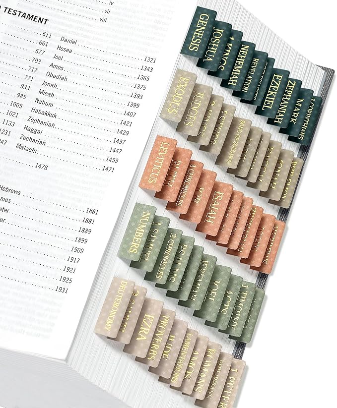 Bible Tabs for Women & Men, Laminated Bible Tabs for Study Bible, Large Print Neutral Bible Tabs for Easy Navigation, Bible Index Tabs, 66 Tabs Old & New Testament, Extra 9 Blank Tabs - Starry