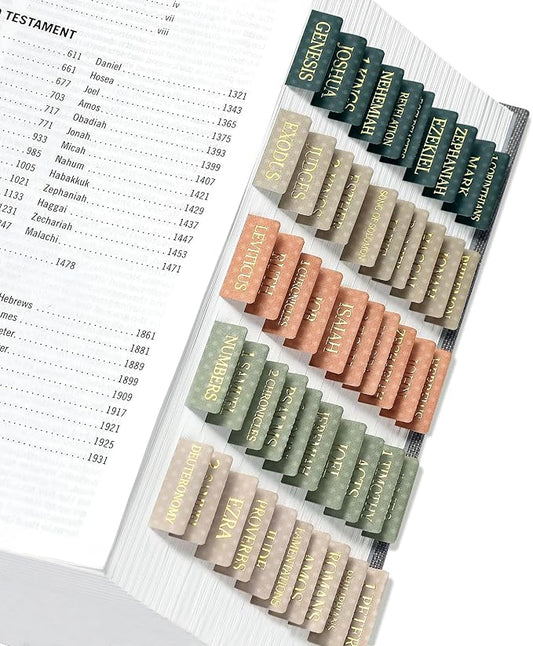 Bible Tabs for Women & Men, Laminated Bible Tabs for Study Bible, Large Print Neutral Bible Tabs for Easy Navigation, Bible Index Tabs, 66 Tabs Old & New Testament, Extra 9 Blank Tabs - Starry