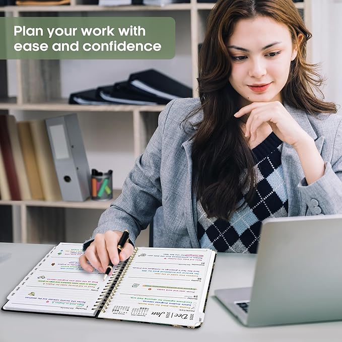 2026 Planner, Weekly and Monthly Calendar Planner Book, January 2026 - December 2026, Hardcover Spiral Planner with Monthly Tabs, Notes Pages, Perfect for Women & Men, A5 (6.4" x 8.5") - Botanical