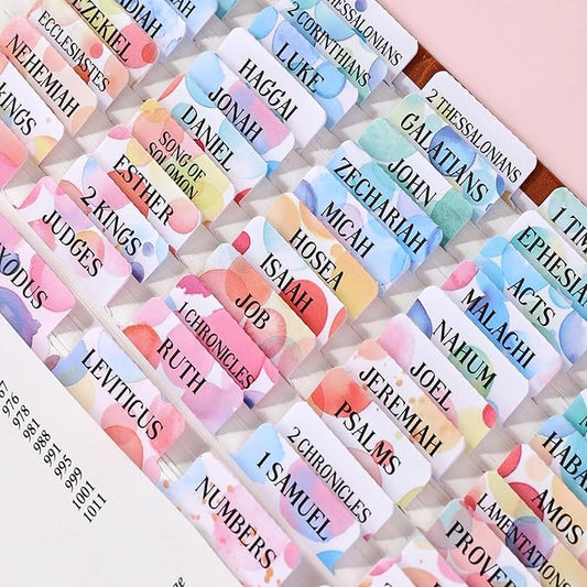 Bible Tabs for Women, 66 Large Print Laminated Bibles Chapters Index Tabs and 39 Blank Dividers Sticky Labels, Cute Beauty Bubble Bible Study Supplies, Journaling Accessories, Christian Gifts for Men