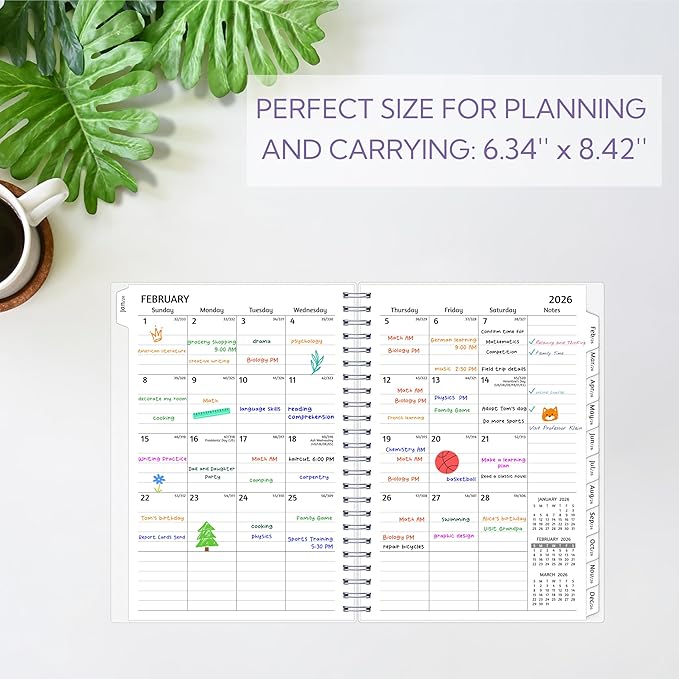 Monthly Planner 2026-2030, 5-Year Calendar Planner 2026-2030, Jan 2026 – Dec 2030, 6.2 x 8.4 In, Ruled Spread, Flexible Cover, Spiral Wirebound, Pocket, 60 Coated Monthly Tabs, Notes ＆ Habit Tracker
