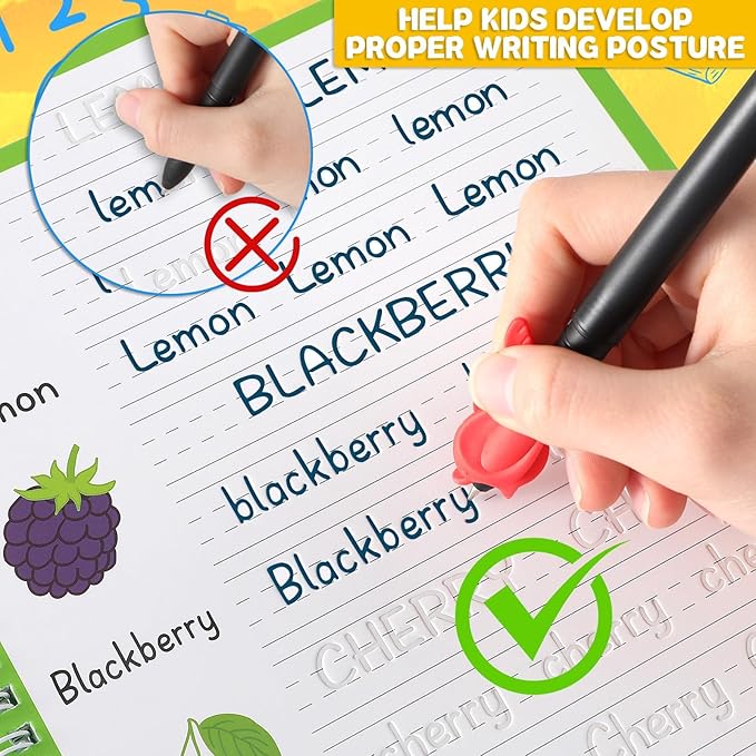 8 Pieces Magic Grooved Writing Practice Books Disappearing Ink Pens Reusable Groove Workbooks Tracing Handwriting Practice Without Tears for Kids Kindergarten Preschool Supplies,10.2 x 7.3inch
