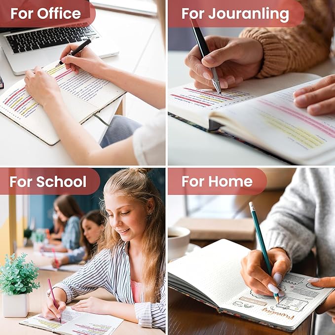Taja Pretty Dotted Journal for Women, Aesthetic Cute Hardcover Leather Journal for Writing, A5 Journaling Notebook for Work & Sketch, Perfect for Office School Home, 160 Pages, Meadow Flowers